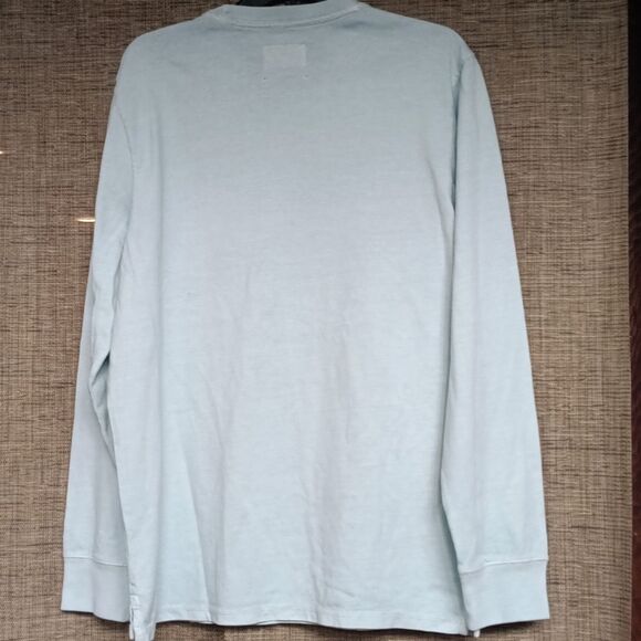 NWOT Goodfellow & Co Men's Soft Aqua  Blue Long Sleeve Tee - Picture 3 of 4
